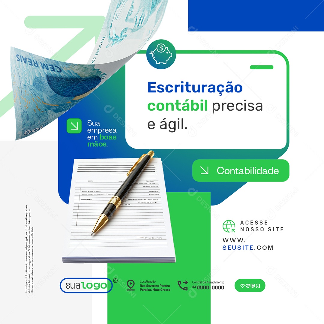 Contabilidade Escrituração Contábil Precisa e Ágil Social Media PSD Editável