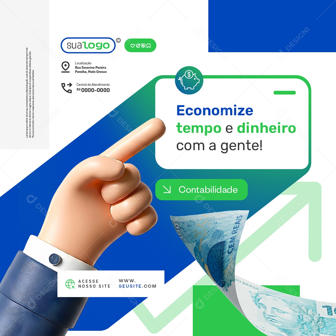 Contabilidade Economize Tempo e Dinheiro Social Media PSD Editável