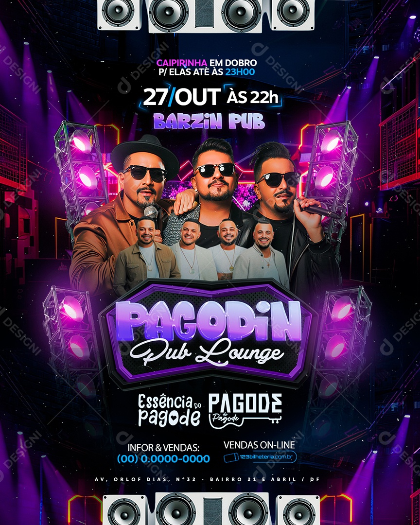 Flyer Barzin Pub Pagodin Pub Loung Social Media PSD Editável