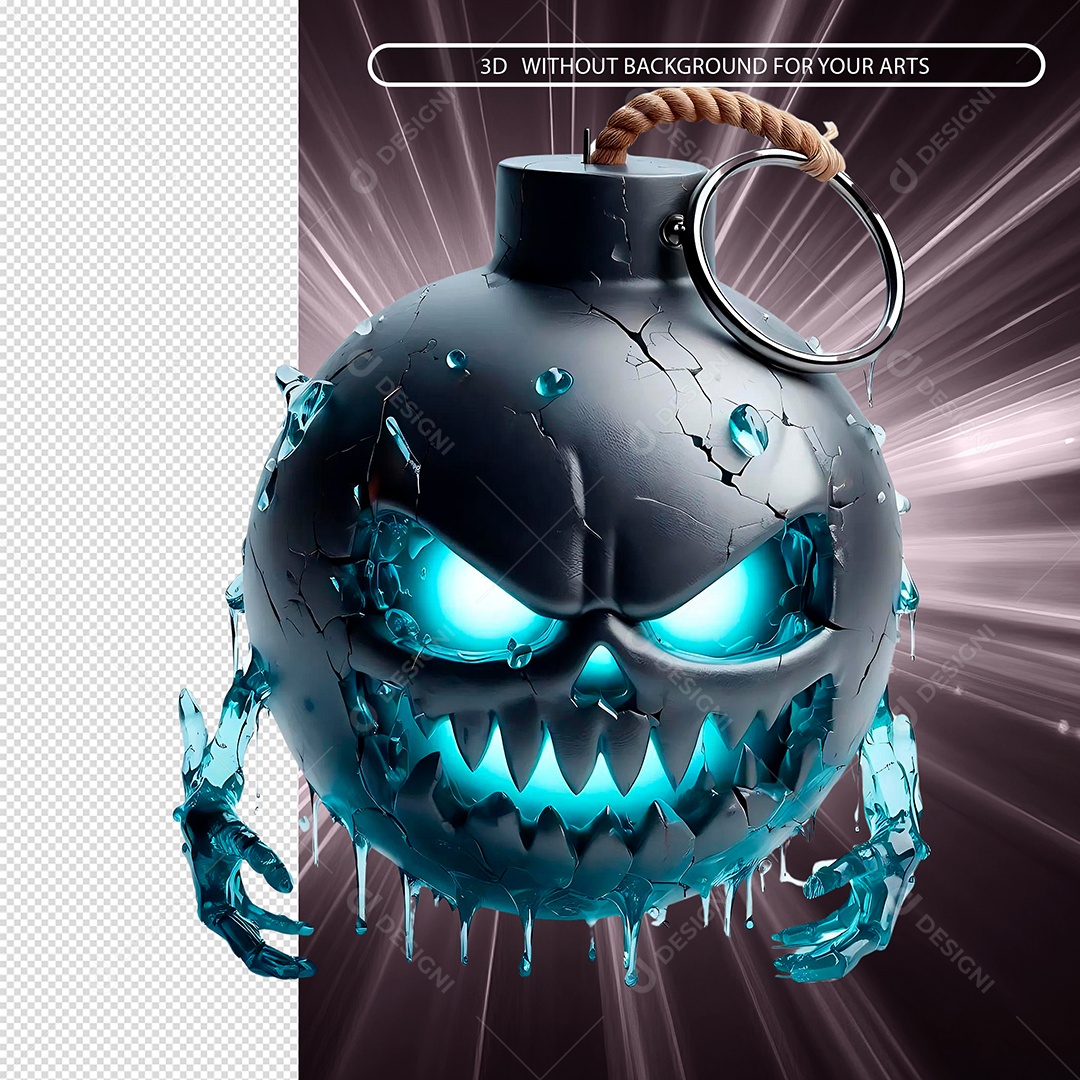 Bomba Assustadora Elemento 3D Para Composição PSD.