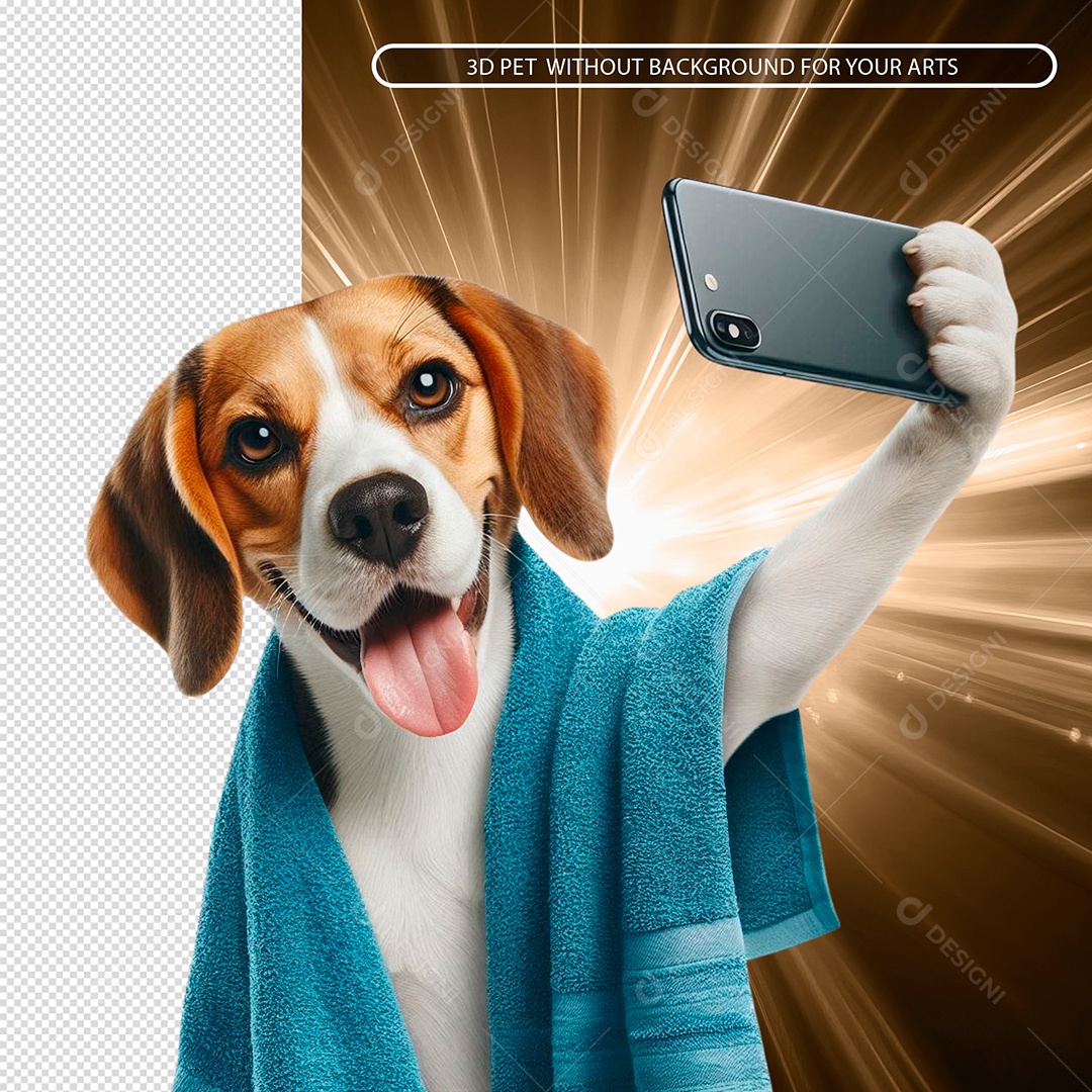 Cachorro Tirando Selfie Elemento 3D Para Composição PSD
