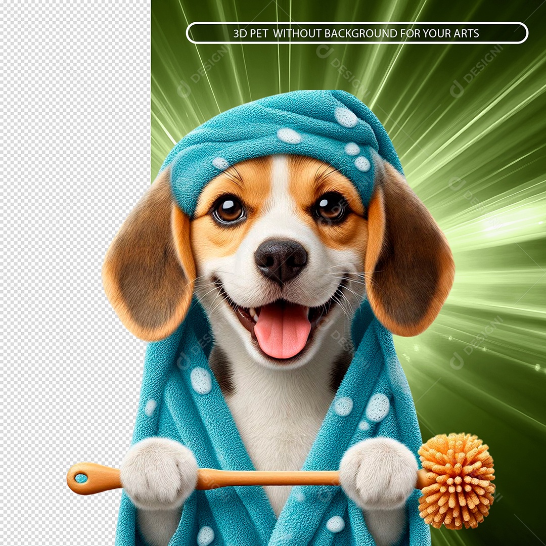 Cachorro Beagle De Toalha Elemento 3D para Composição PSD