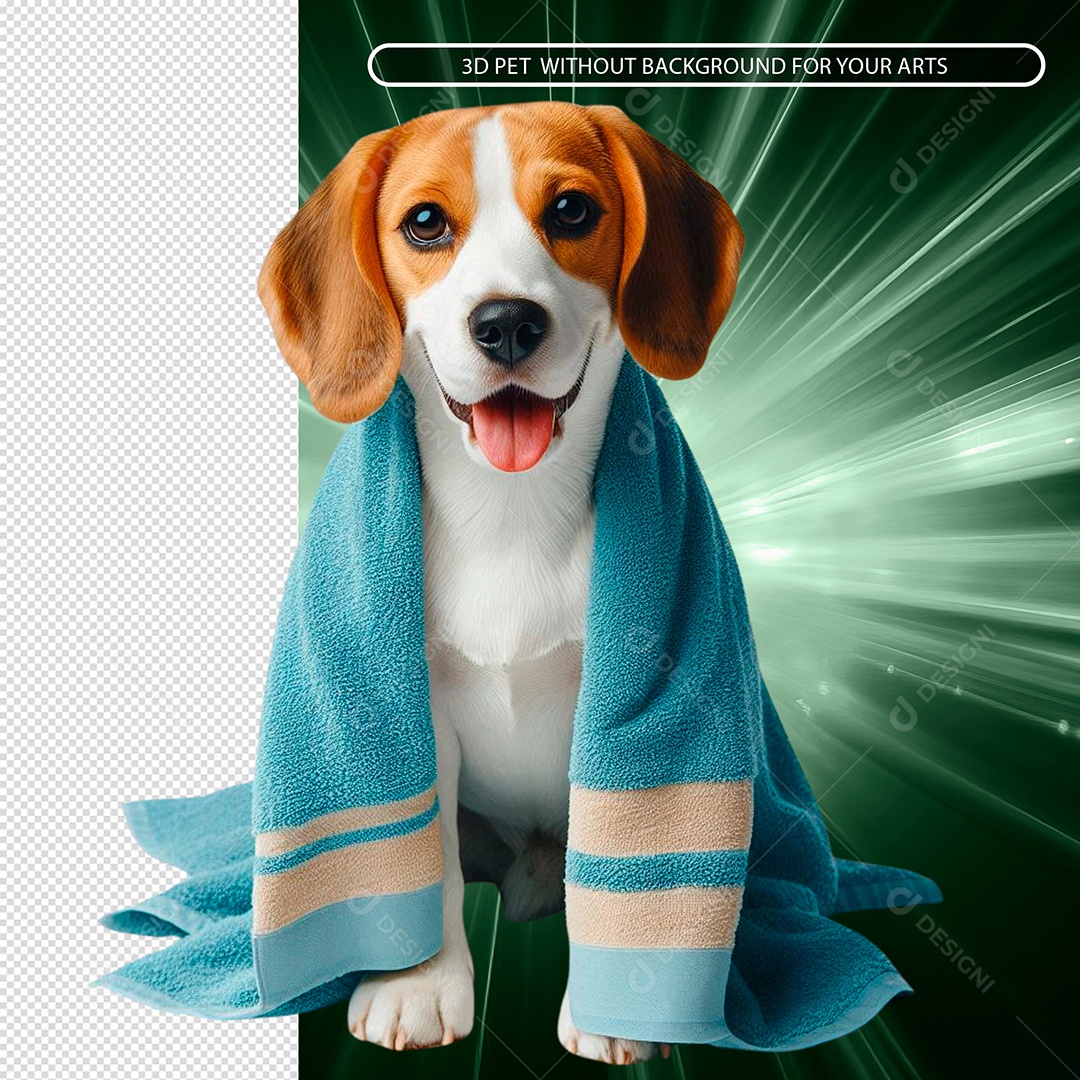 Cachorro Beagle De Toalha Elemento 3D para Composição PSD