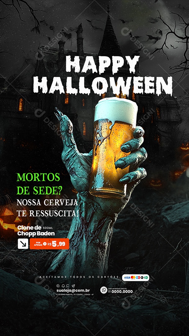 Story Cervejaria Halloween Mortos de Sede Social Media PSD Editável