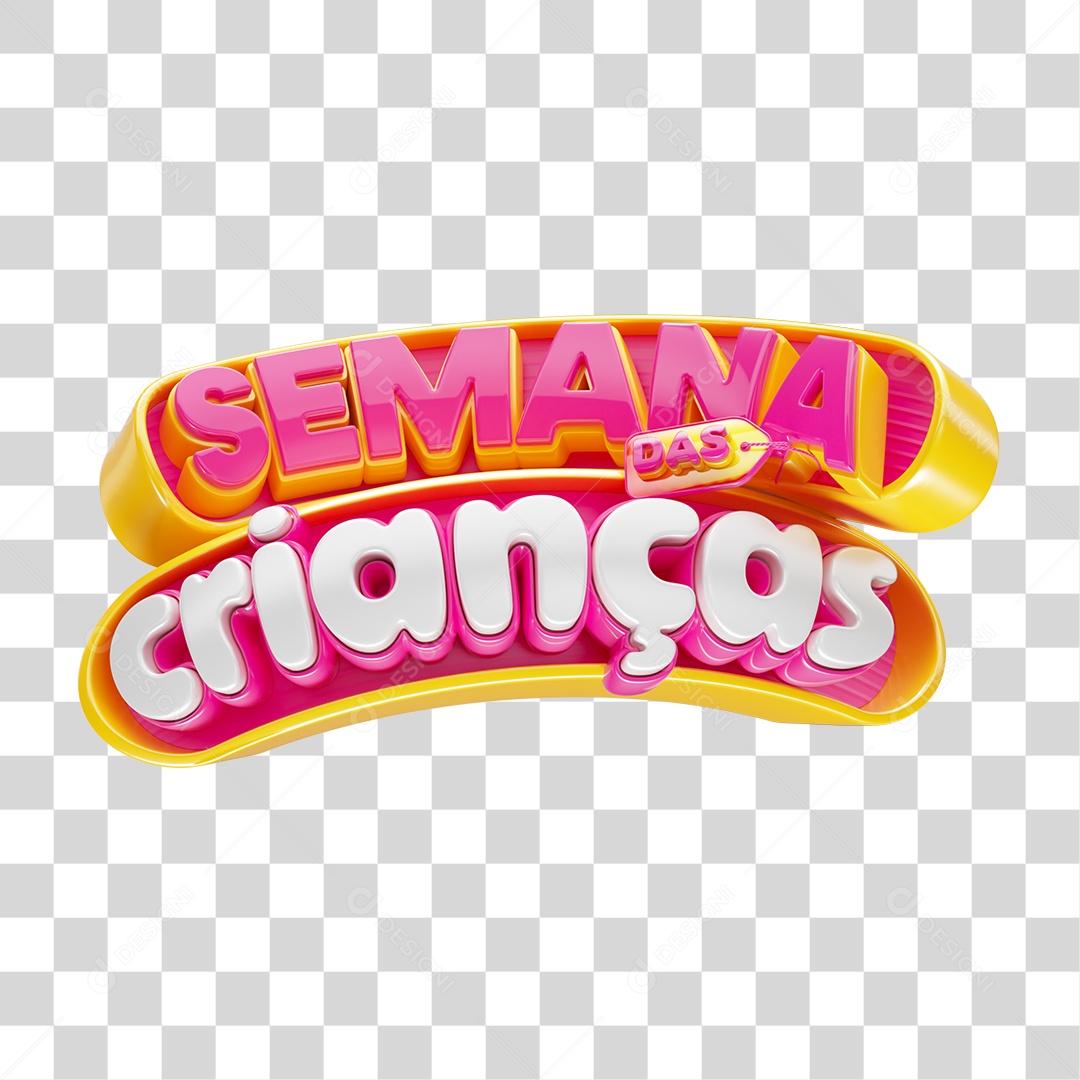 Selo 3D Semana Das Crianças Para Composição PNG Transparente