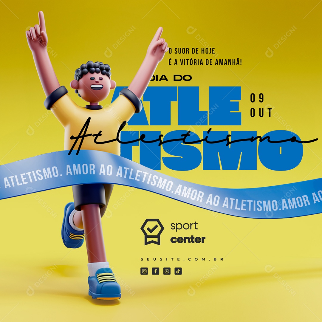 Dia do Atletismo 09 de Outubro O Suor de Hoje é a Viória de Amanhã Social Media PSD Editável