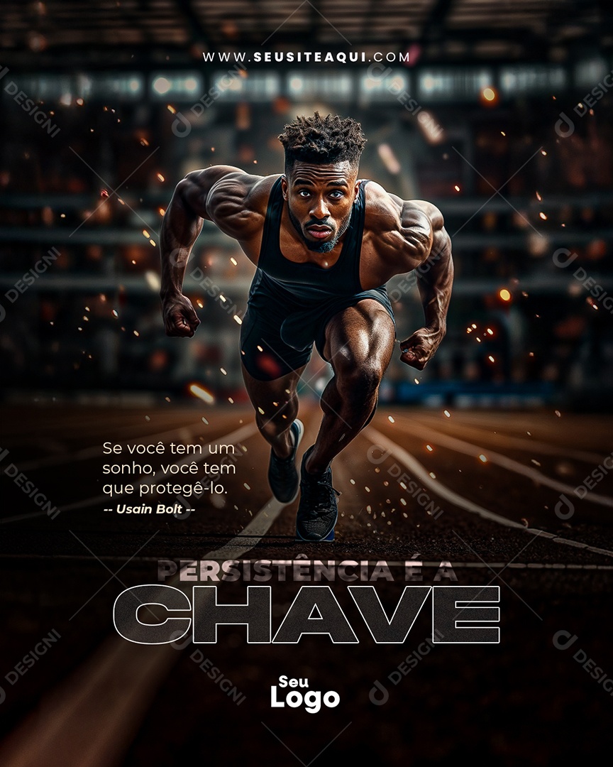 Frases Motivacional Persistência Social Media PSD Editável