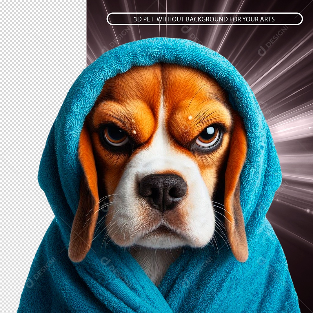 Cachorro De Toalha Zangado Elemento 3D Para Composição PSD