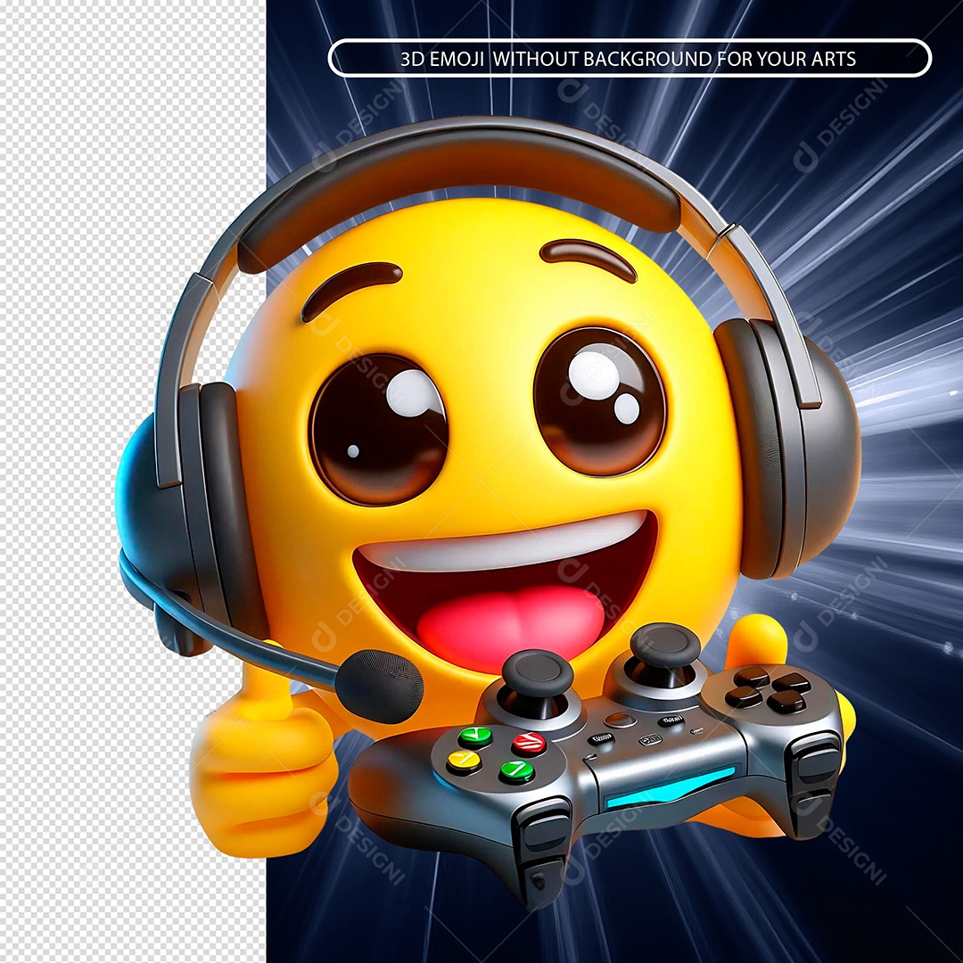 Emoji Estreme Game Com Controle Na Mão Elemento 3D Para Composição PSD