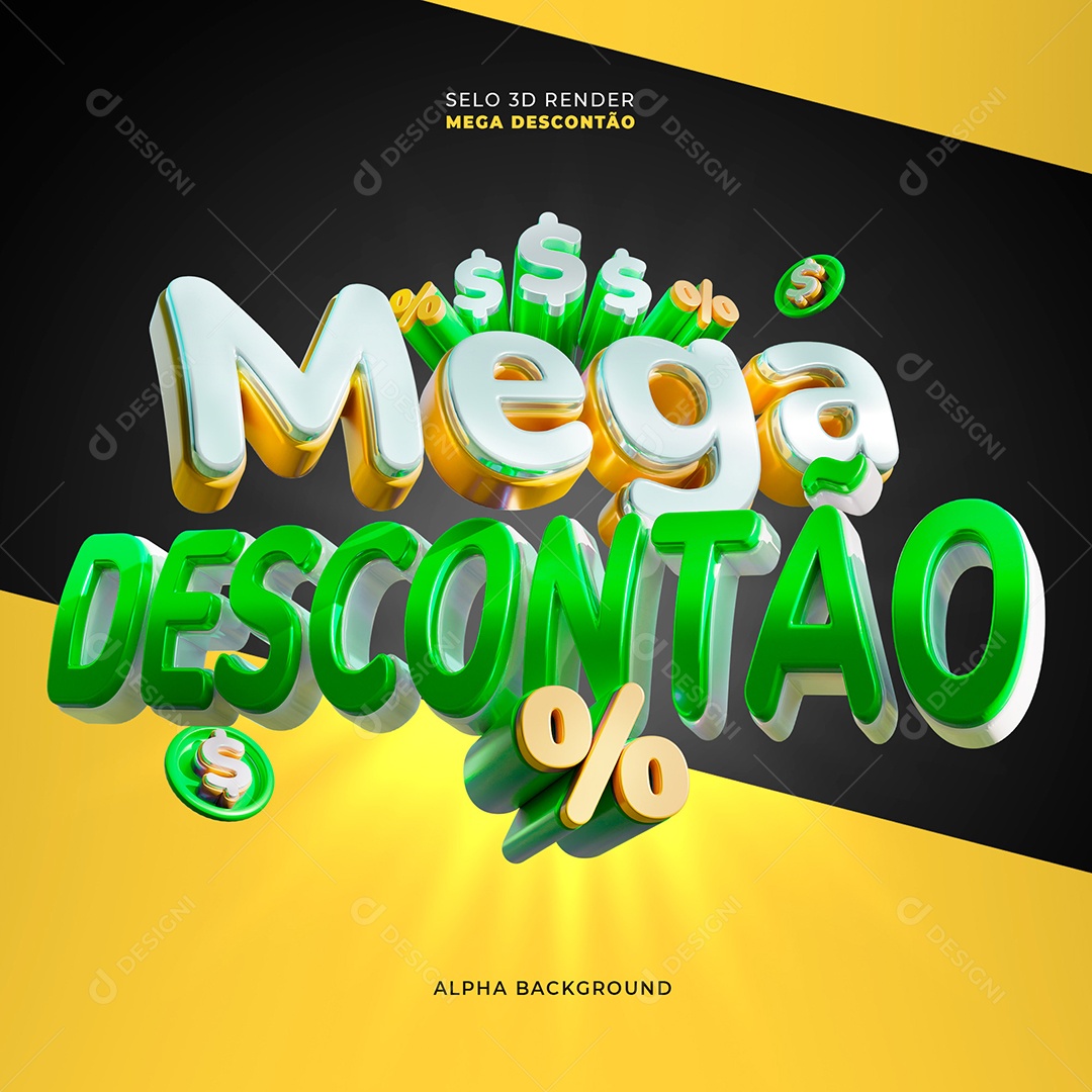 Selo 3D Mega Descontão para Composição PSD