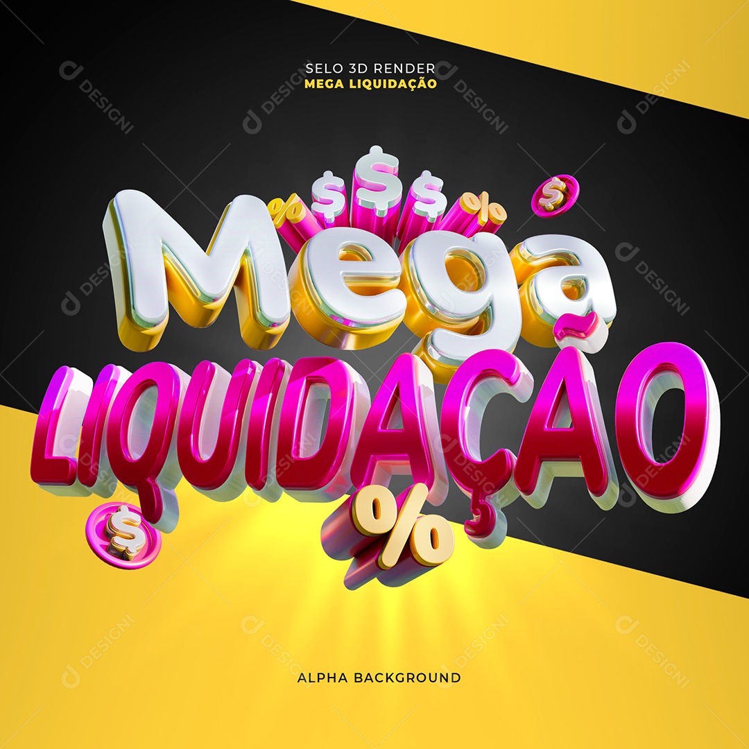 Selo 3D Mega Liquidação para Composição PSD