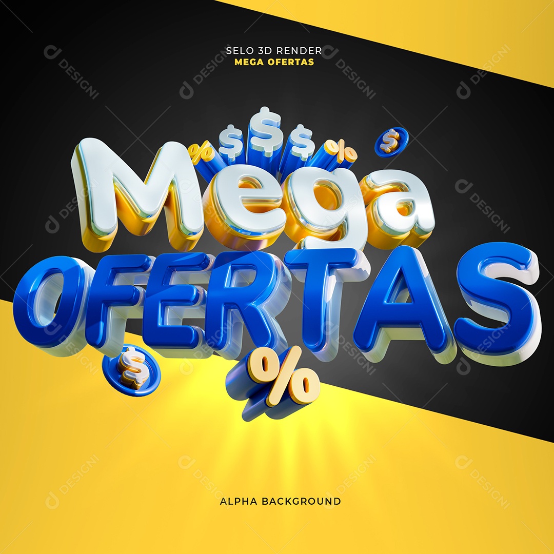 Selo 3D Mega Ofertas para Composição PSD