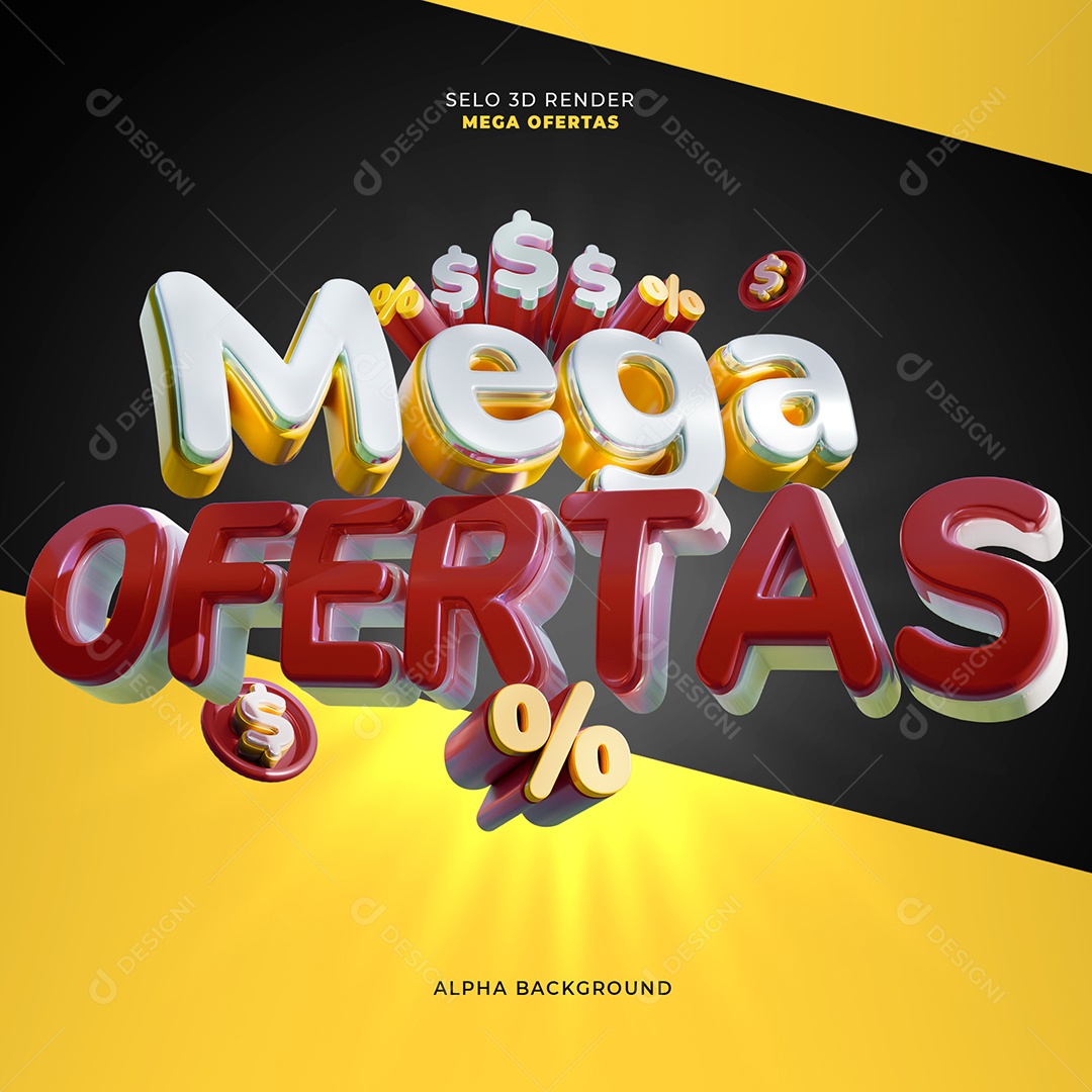 Selo 3D Mega Ofertas para Composição PSD