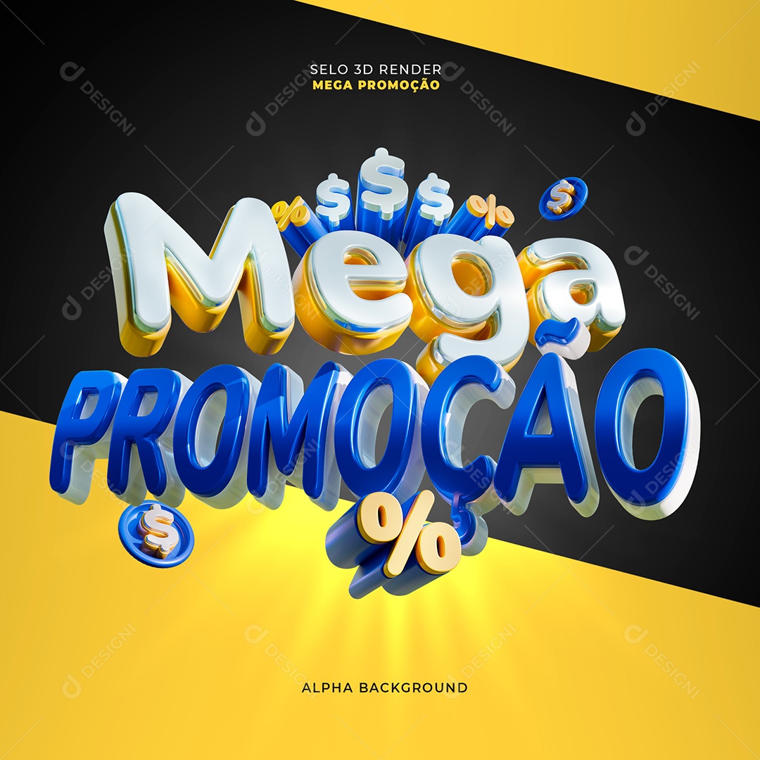 Selo 3D Mega Promoção para Composição PSD