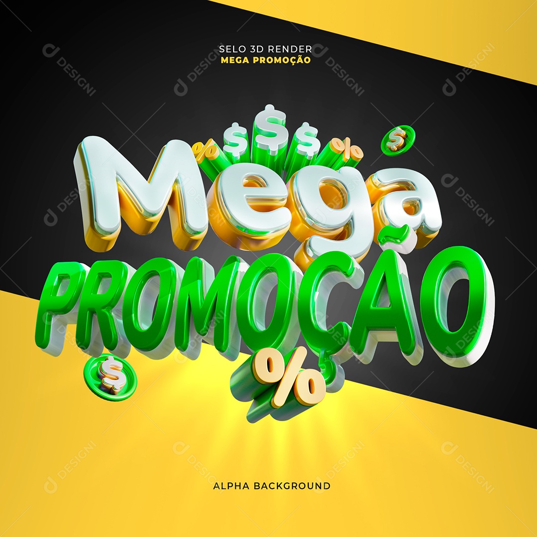 Selo 3D Mega Promoção para Composição PSD