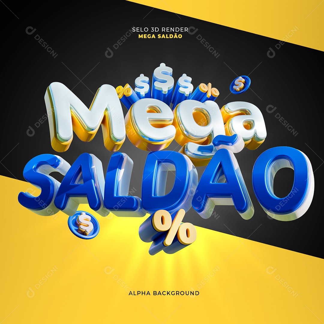 Selo 3D Mega Saldão para Composição PSD