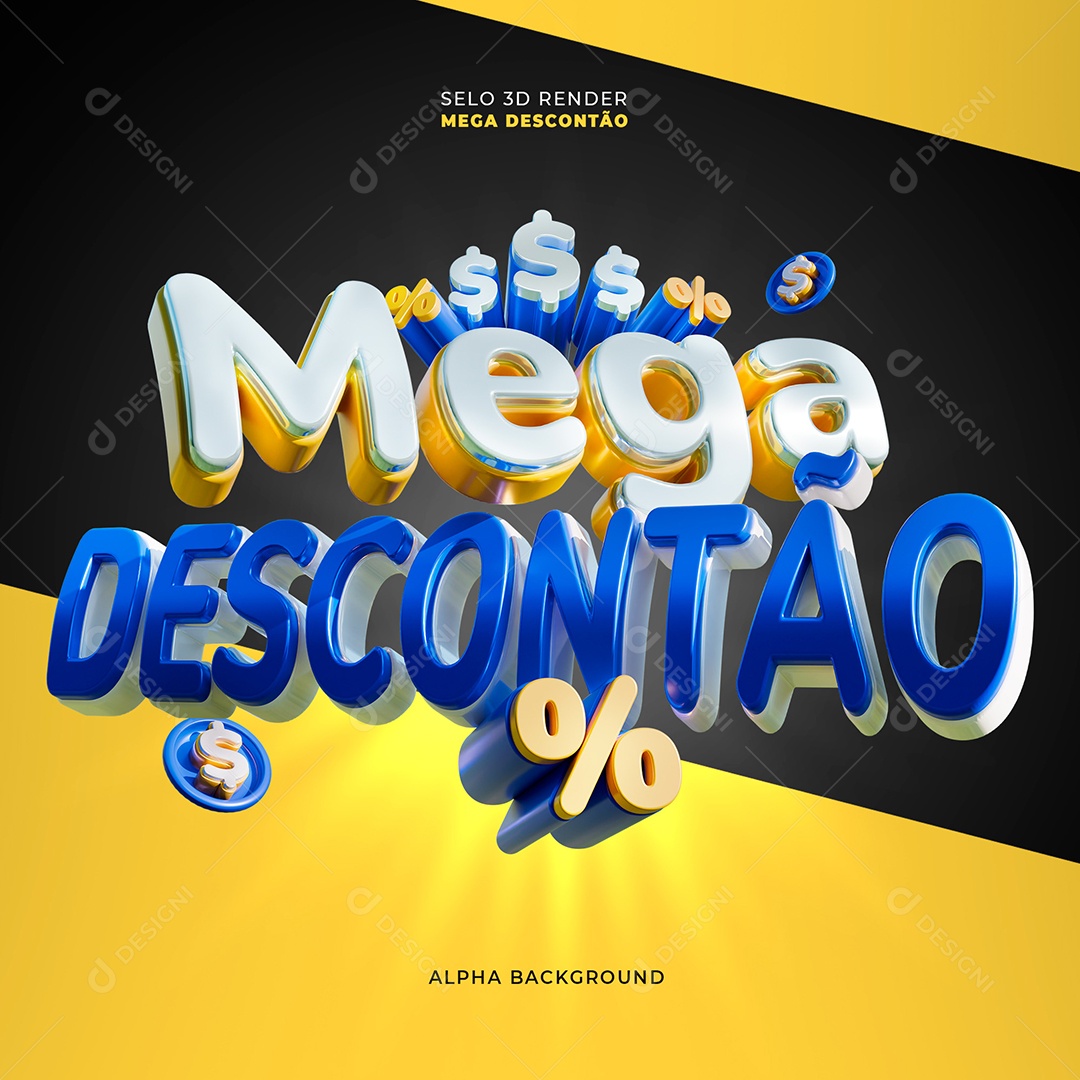 Selo 3D Mega Descontão para Composição PSD