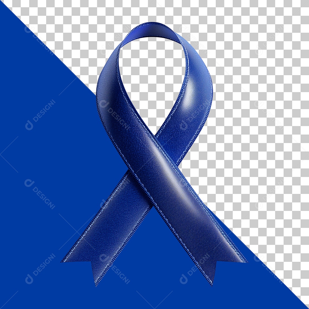 Laço Elemento 3D de Novembro Azul para Composição PSD