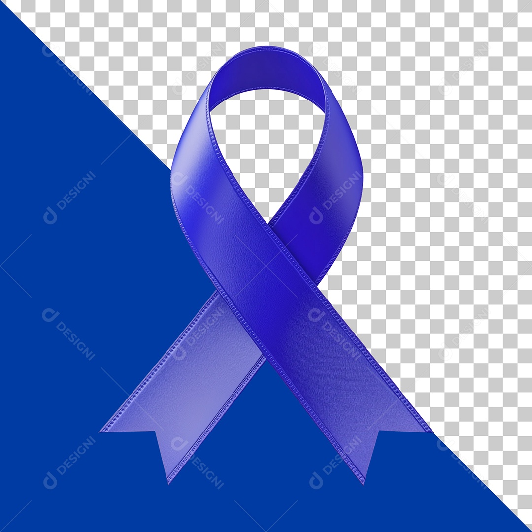Laço Elemento 3D de Novembro Azul para Composição PSD