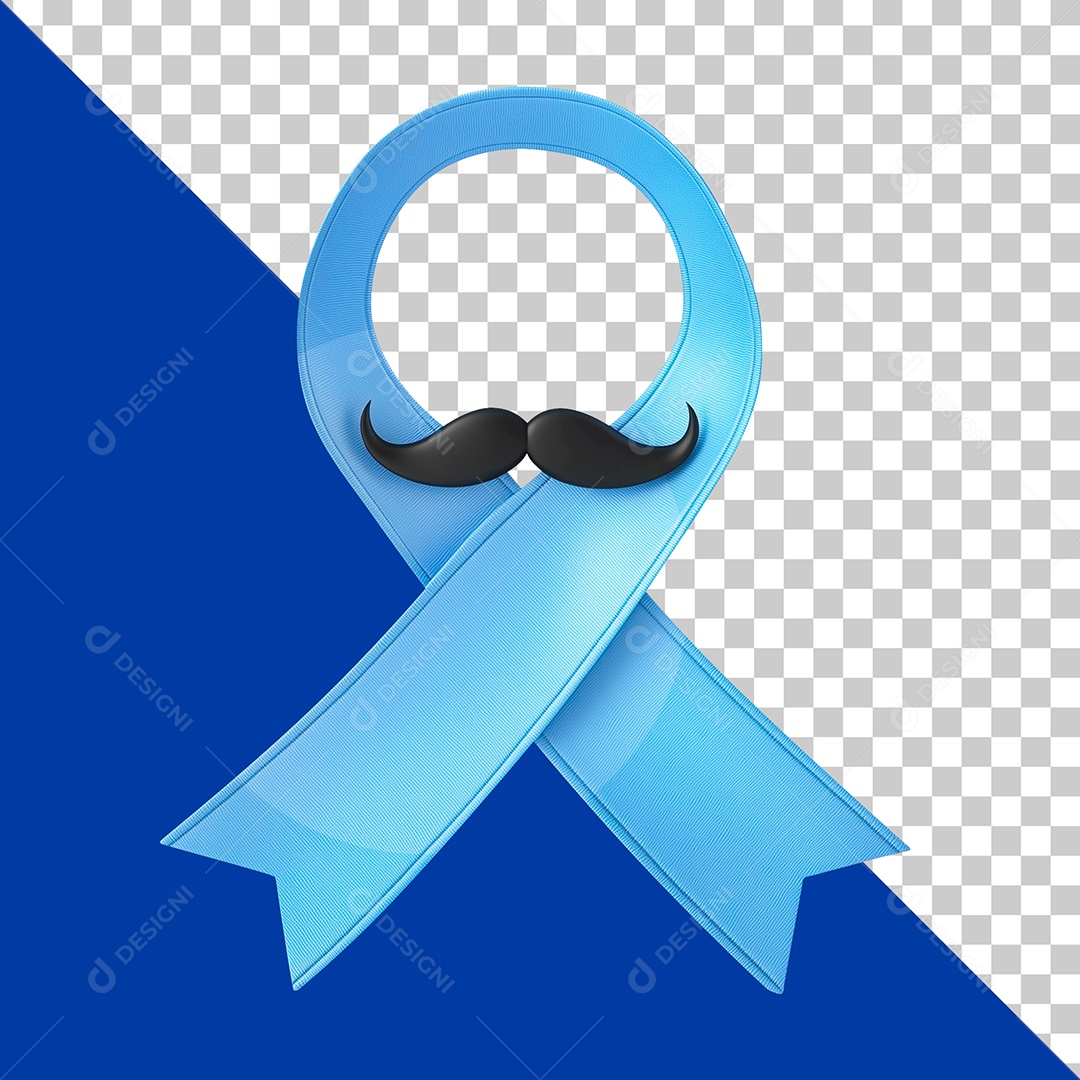 Laço Com Bigode Elemento 3D de Novembro Azul para Composição PSD