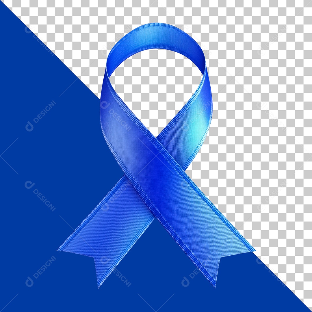 Laço Elemento 3D de Novembro Azul para Composição PSD