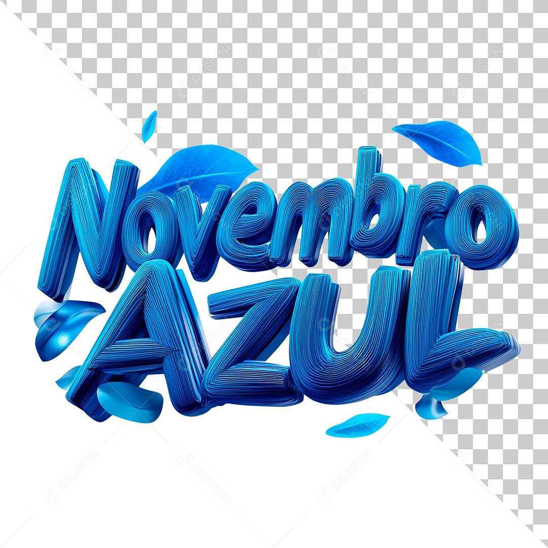 Texto 3D Novembro Azul para Composição PSD