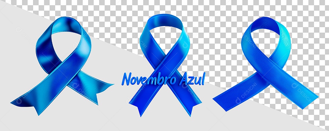 Laço Elemento 3D de Novembro Azul para Composição PSD