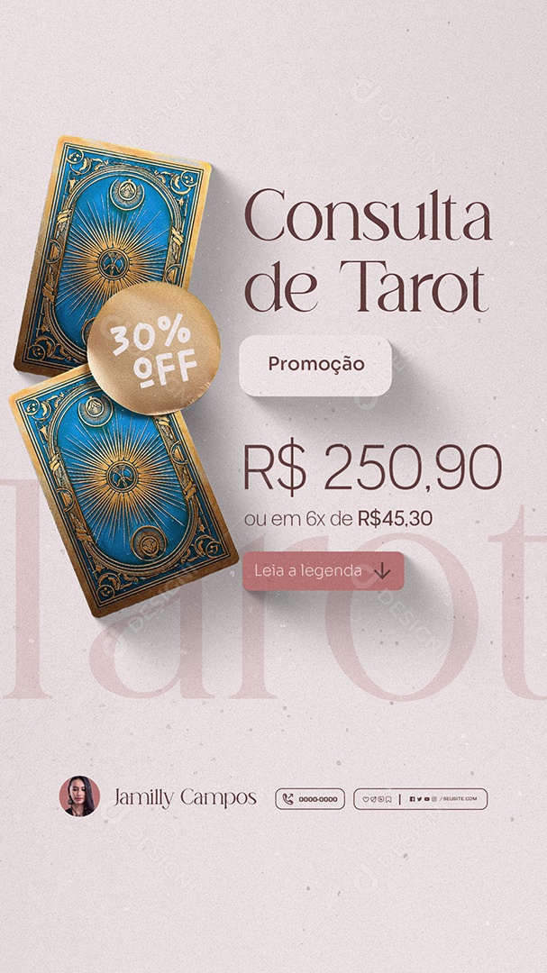 Story Taróloga Consulta de Tarot Promoção Social Media PSD Editável