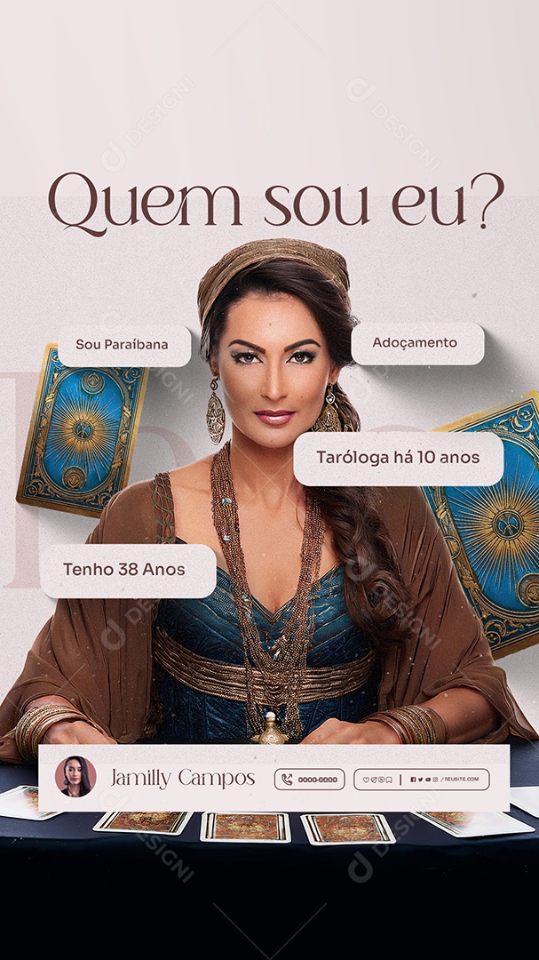 Story Taróloga Quem Sou Eu Adoçamento Social Media PSD Editável