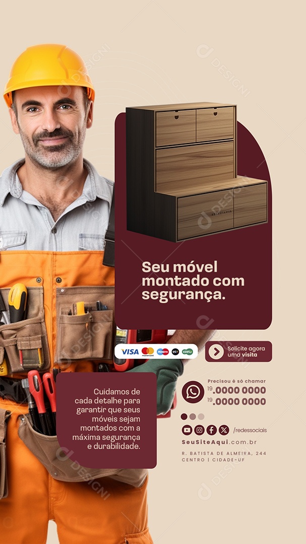 Story Montador de Móveis Seu Móvel Montado com Segurança Social Media PSD Editável