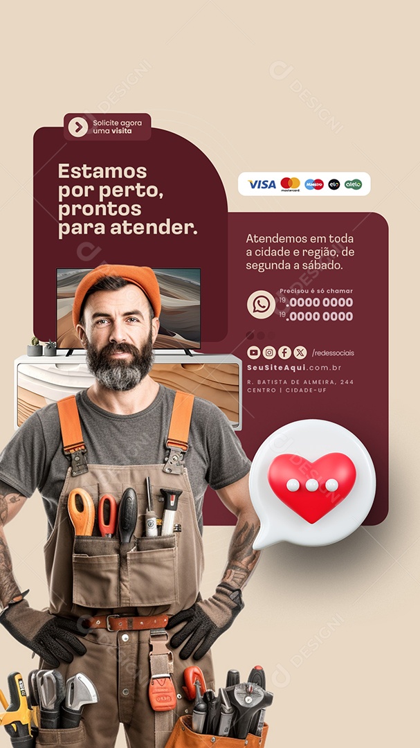 Story Montador de Móveis Estamos por Perto Prontos para Atender Social Media PSD Editável