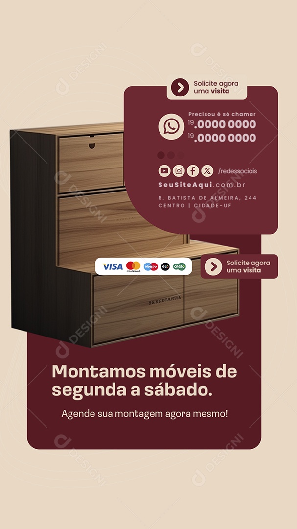 Story Montador de Móveis Montanos Móveis de Segunda a Sábado Social Media PSD Editável