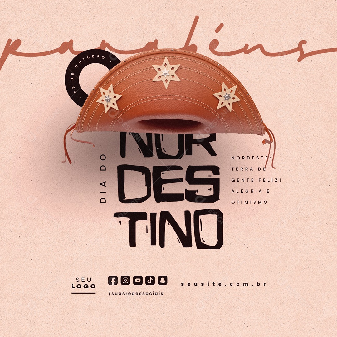 Dia do Nordestino 08 de Outubro Parabéns Social Media PSD Editável