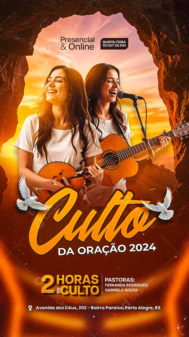 Story Flyer Gospel Culto Da Oração Social Media PSD Editável