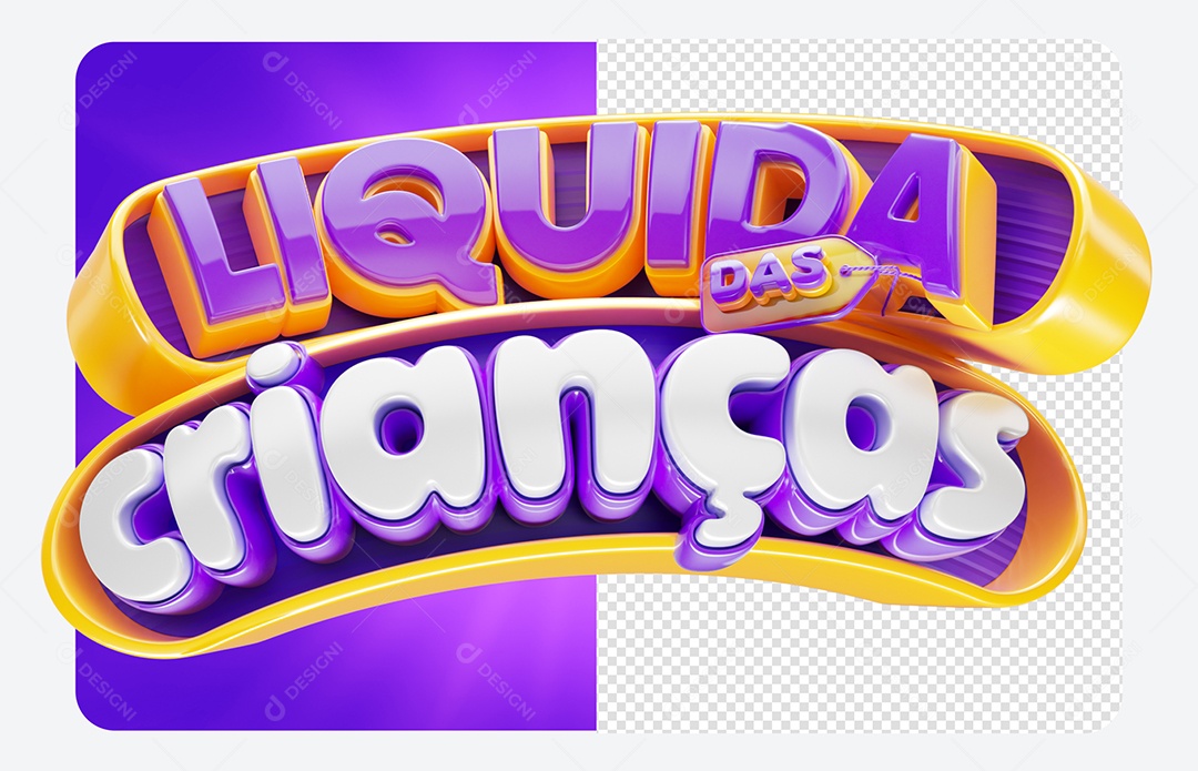 Selo 3D Liquida das Crianças para Composição PSD