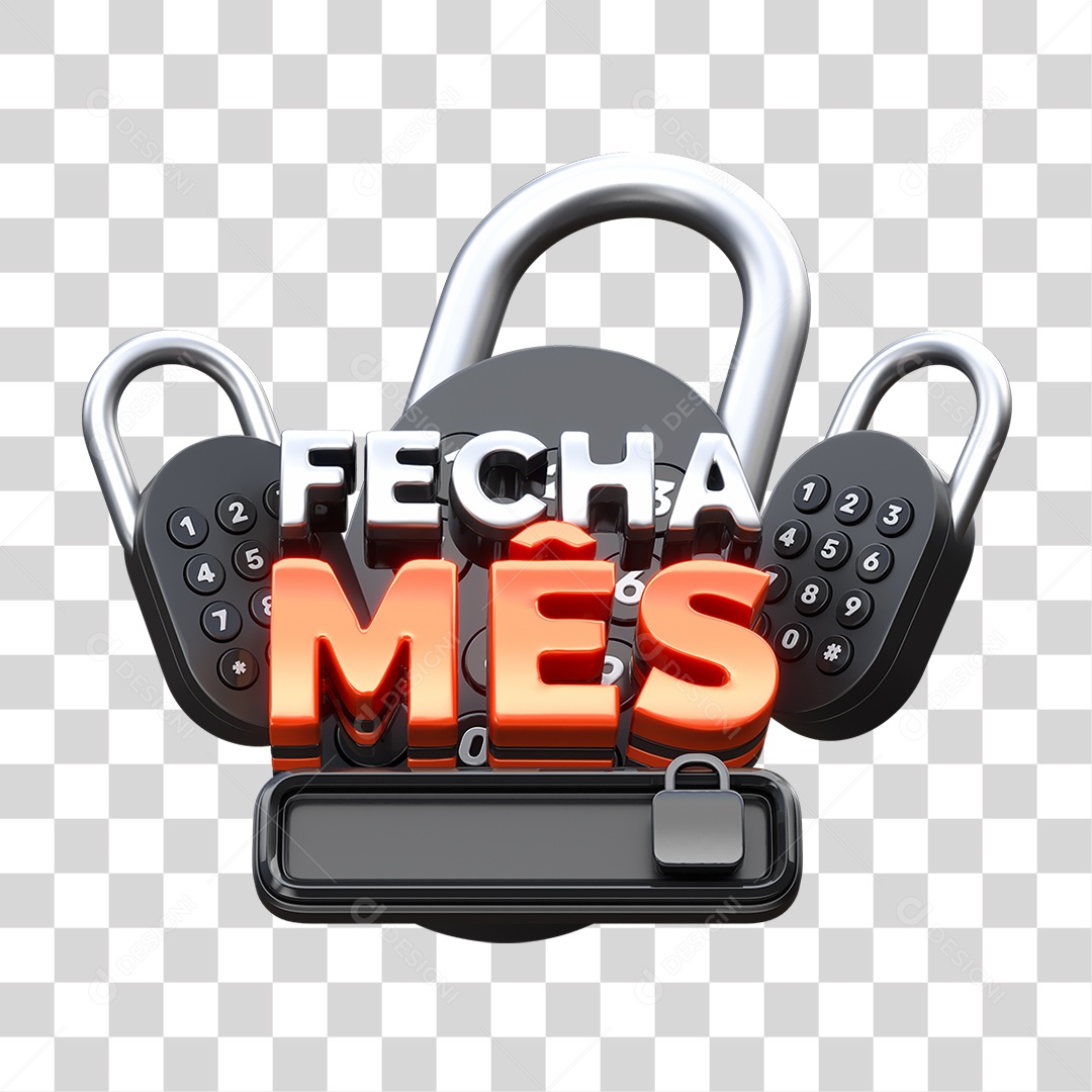 Fecha Mês Selo 3D para Composição PNG Transparente