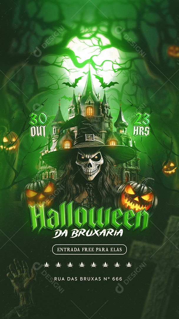 Flyer Halloween Shows Social Media PSD Editável
