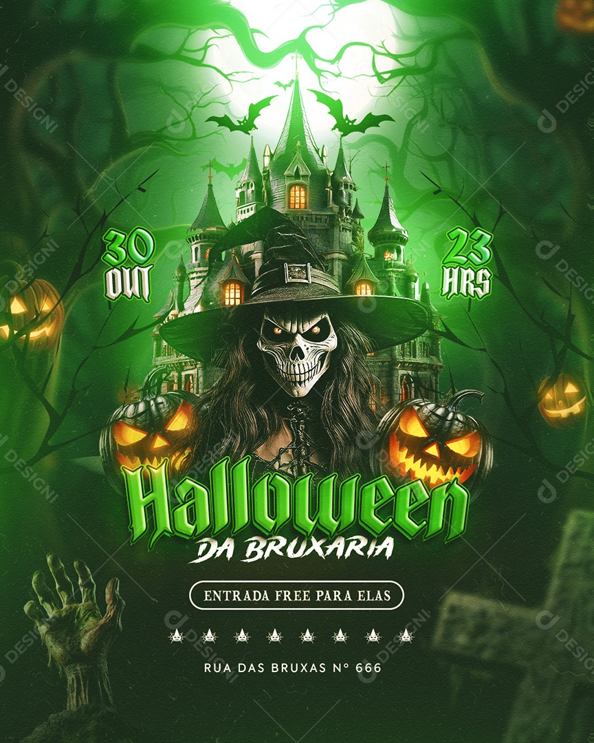 Flyer Halloween Shows Social Media PSD Editável