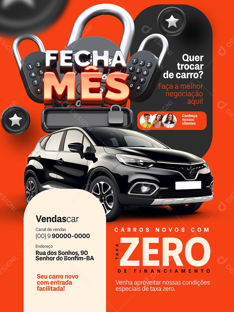 Fecha Mês Concessionária Encarte Quer Trocar de Carro Social Media PSD Editável