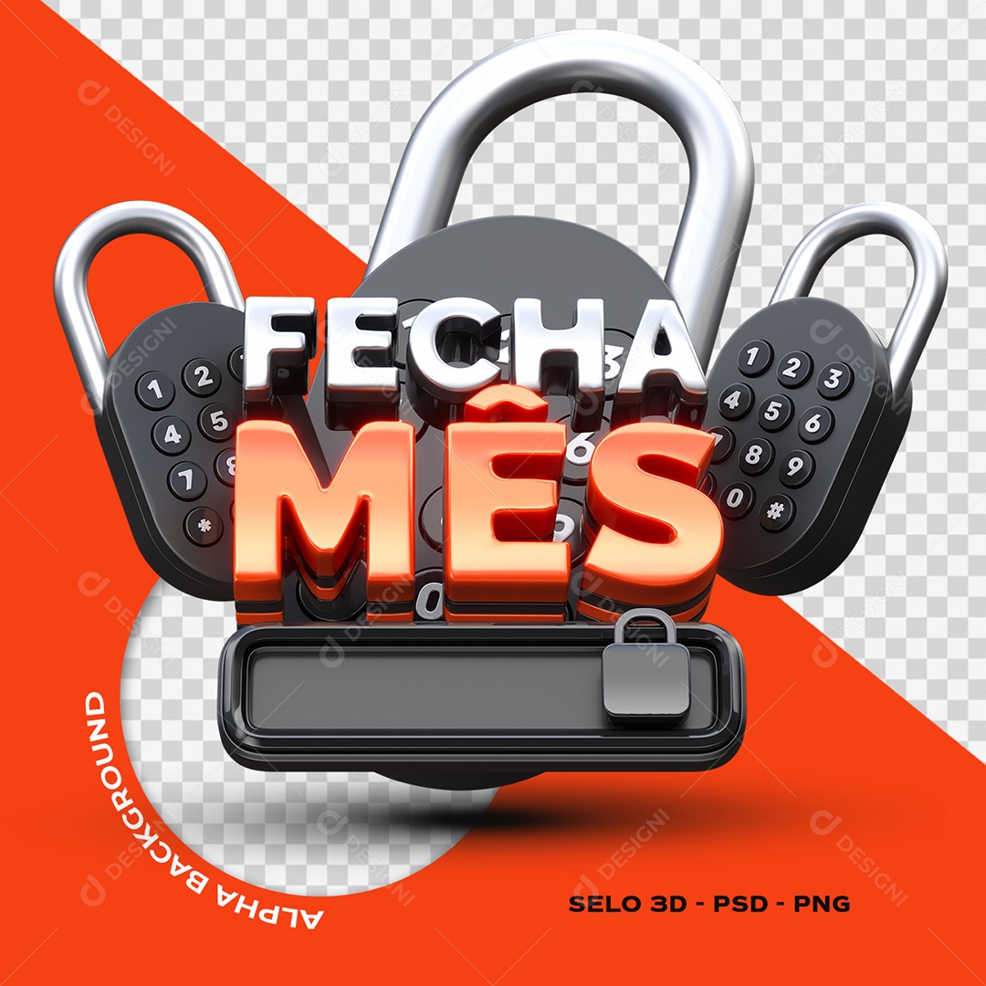 Fecha Mês Selo 3D para Composição PSD
