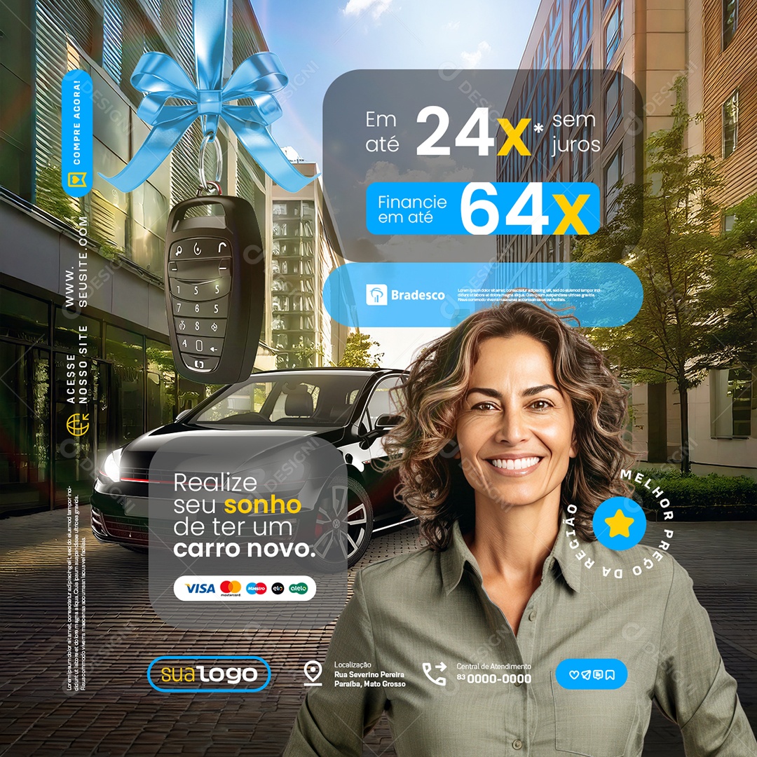 Novo Carro Concessionária Realize seu Sonho Social Media PSD Editável