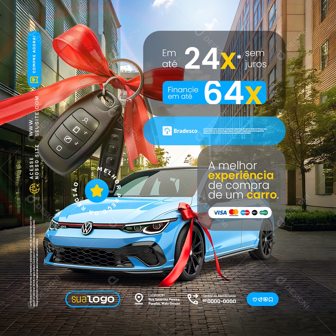 Novo Carro Concessionária A Melhor Experiência Social Media PSD Editável