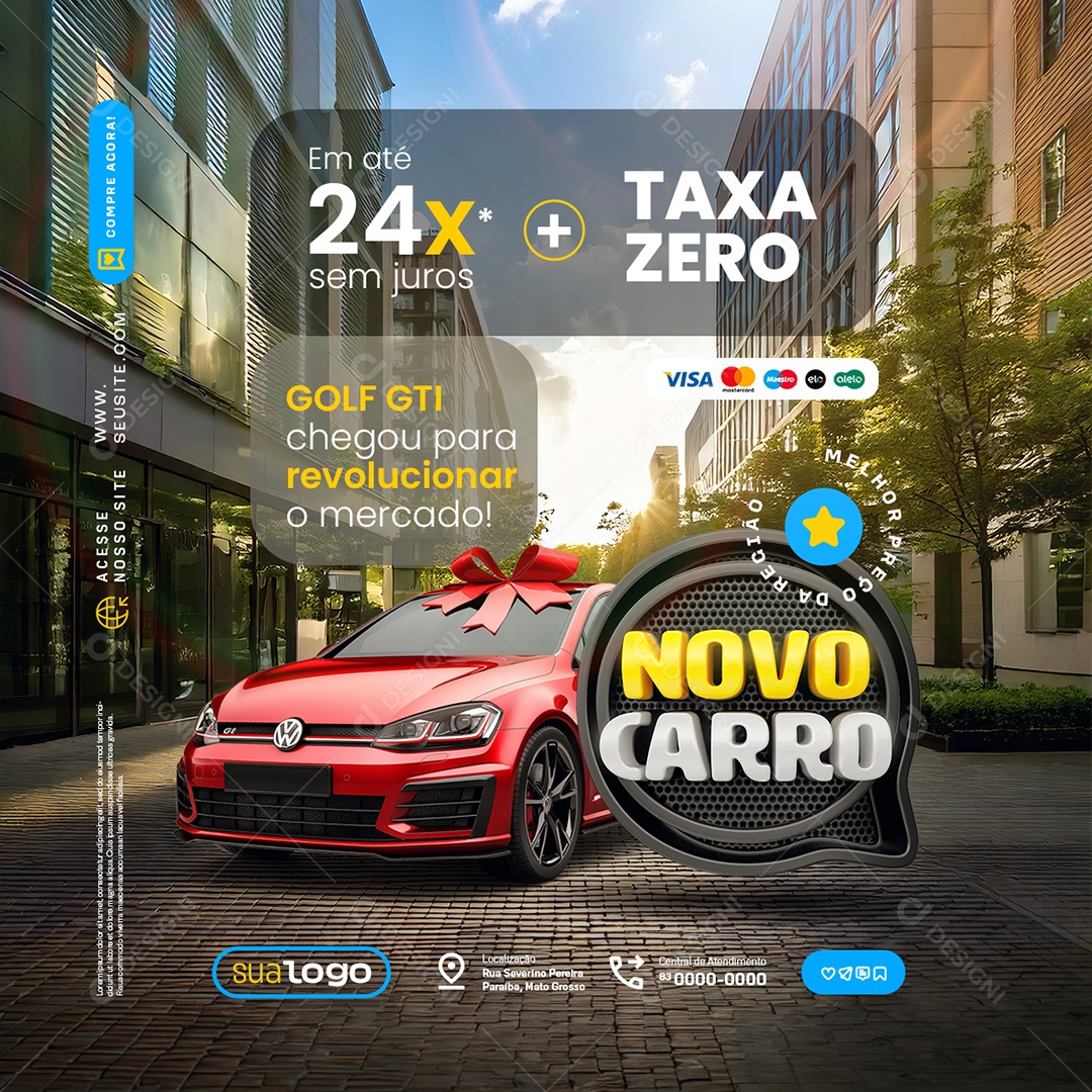 Novo Carro Concessionária Golf GTI Social Media PSD Editável