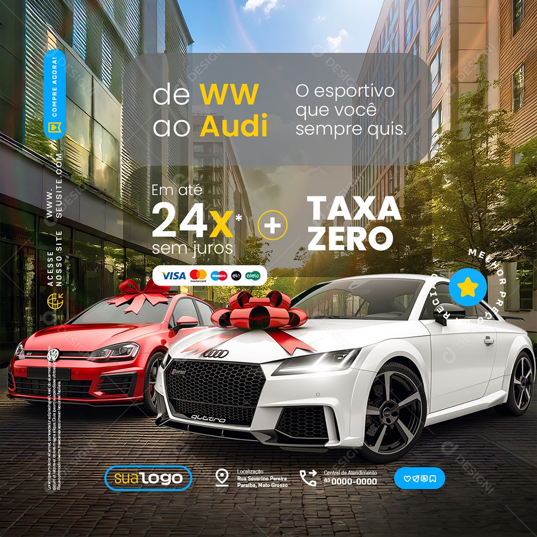 Novo Carro Concessionária de WW ao Audi Social Media PSD Editável