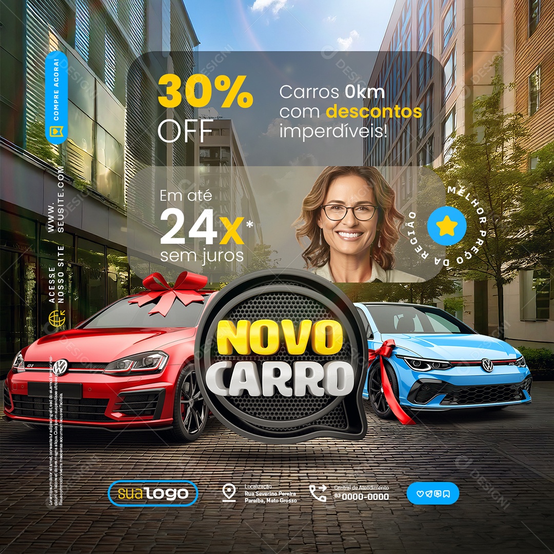 Novo Carro Concessionária Carros 0km Social Media PSD Editável