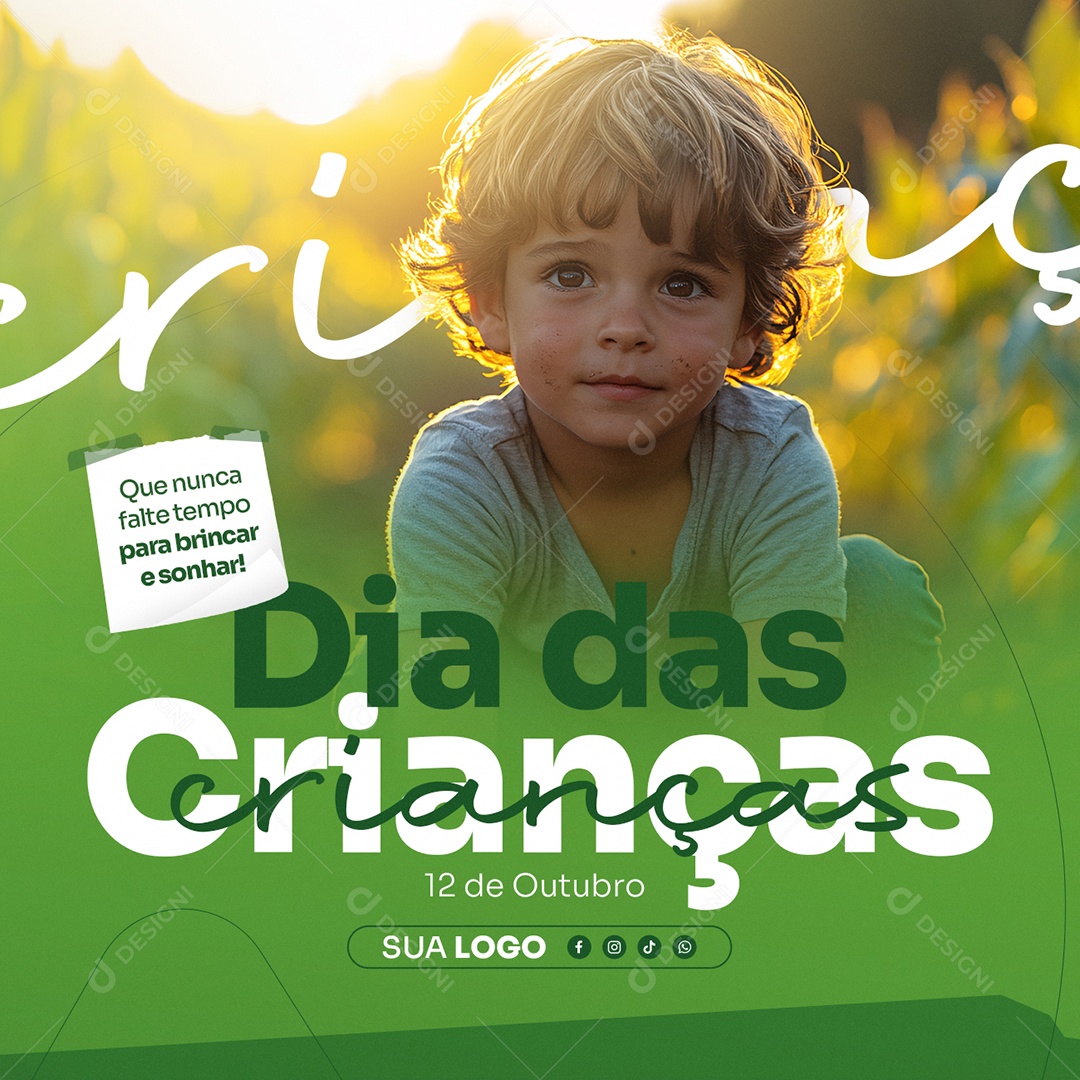 Dia das Crianças 12 de Outubro Que Nunca Falte Tempo Social Media PSD Editável