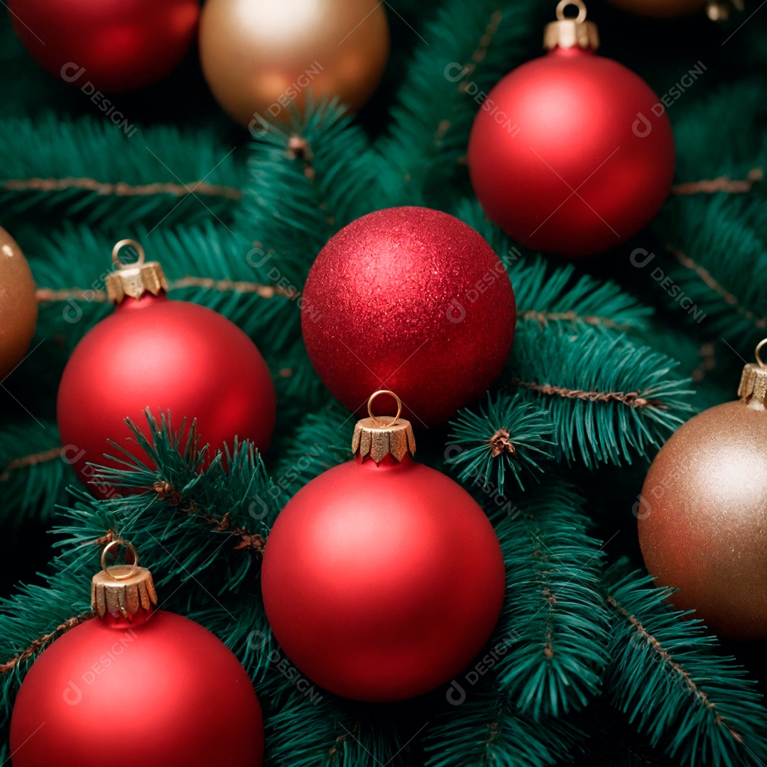 Vislumbres de alegria bolas de Natal penduradas em um fundo fora de foco.