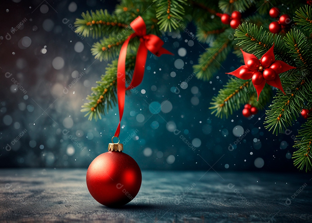 Vislumbres de alegria bolas de Natal penduradas em um fundo fora de foco