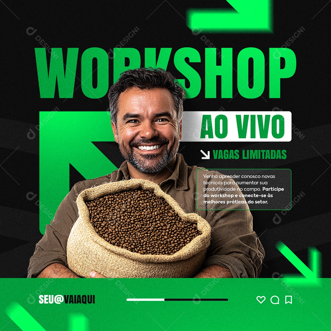 Workshop Agro Vagas Limitadas Social Media PSD Editável