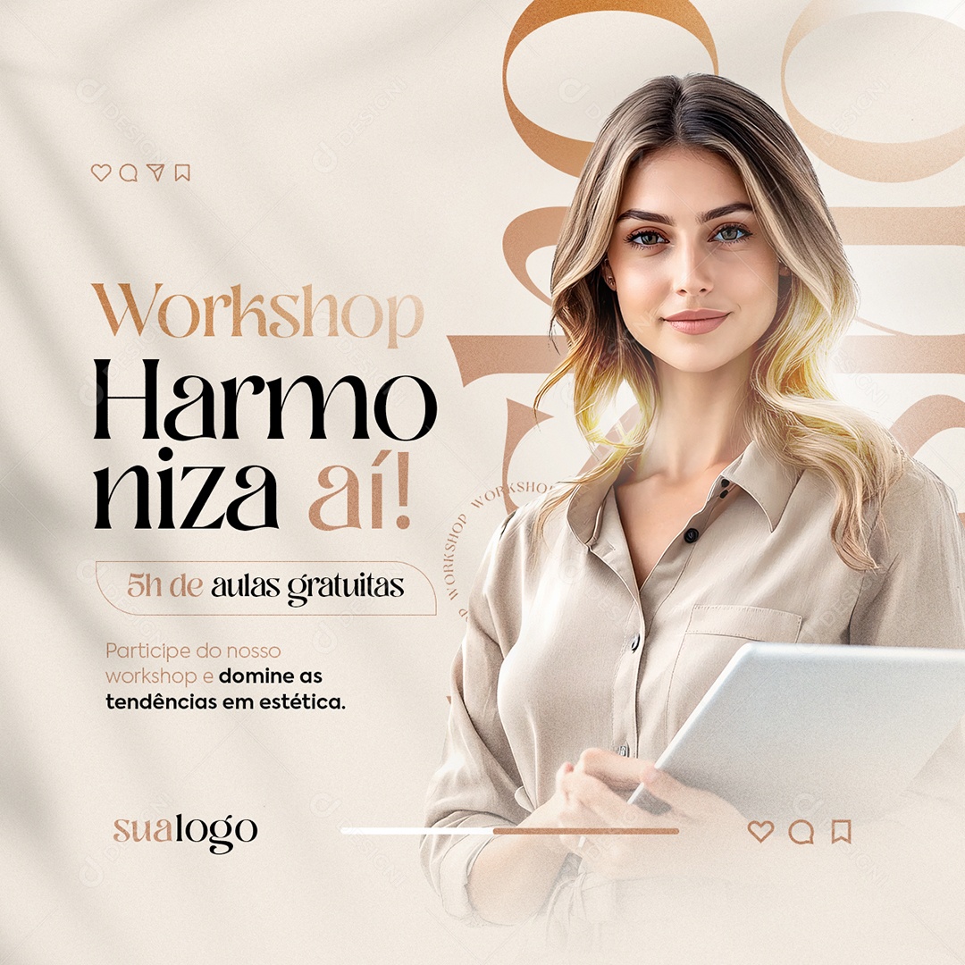 Workshop Estética Aulas Gratuitas Social Media PSD Editável